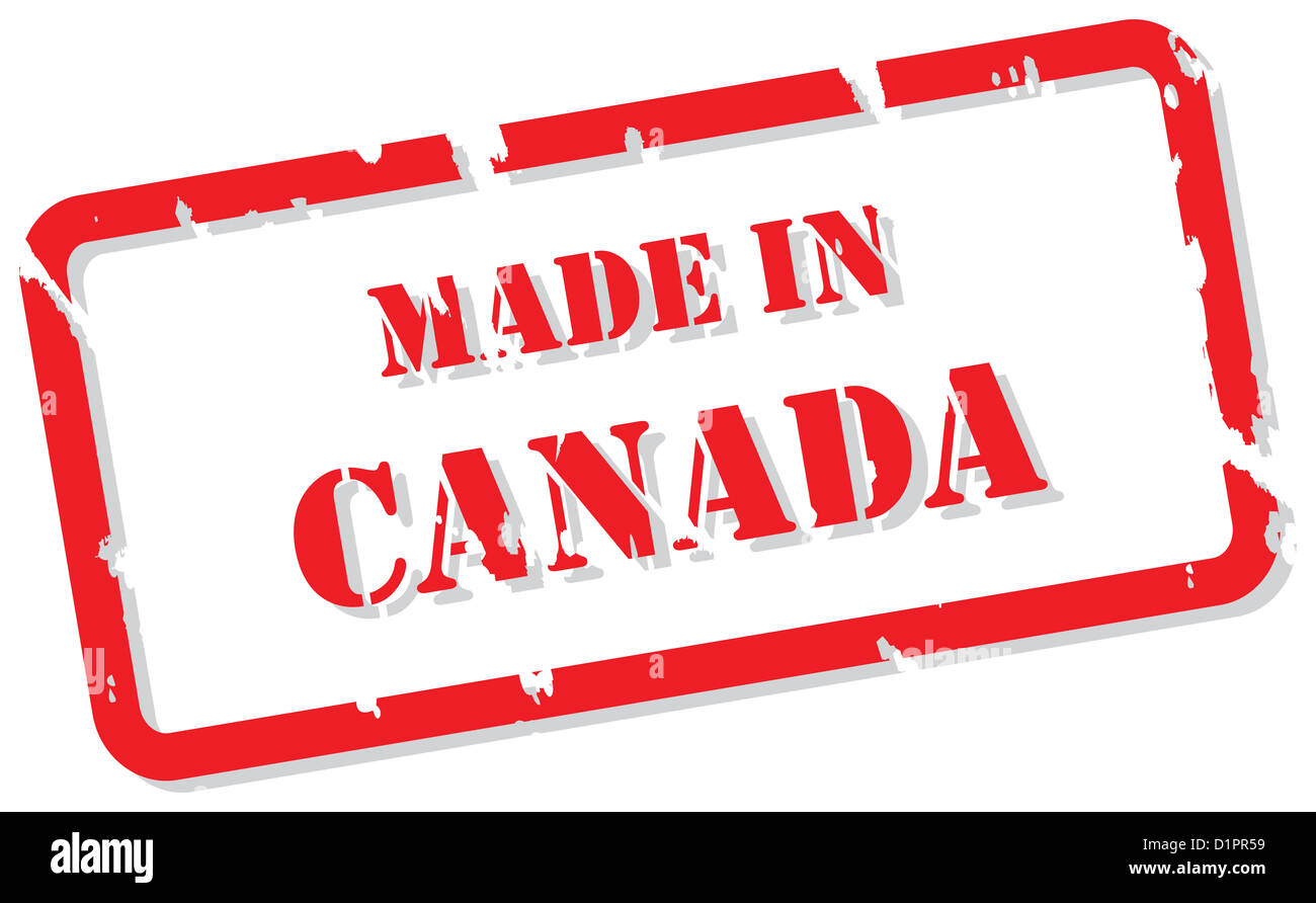 Red rubber stamp vector of Made In Canada Stock Photo