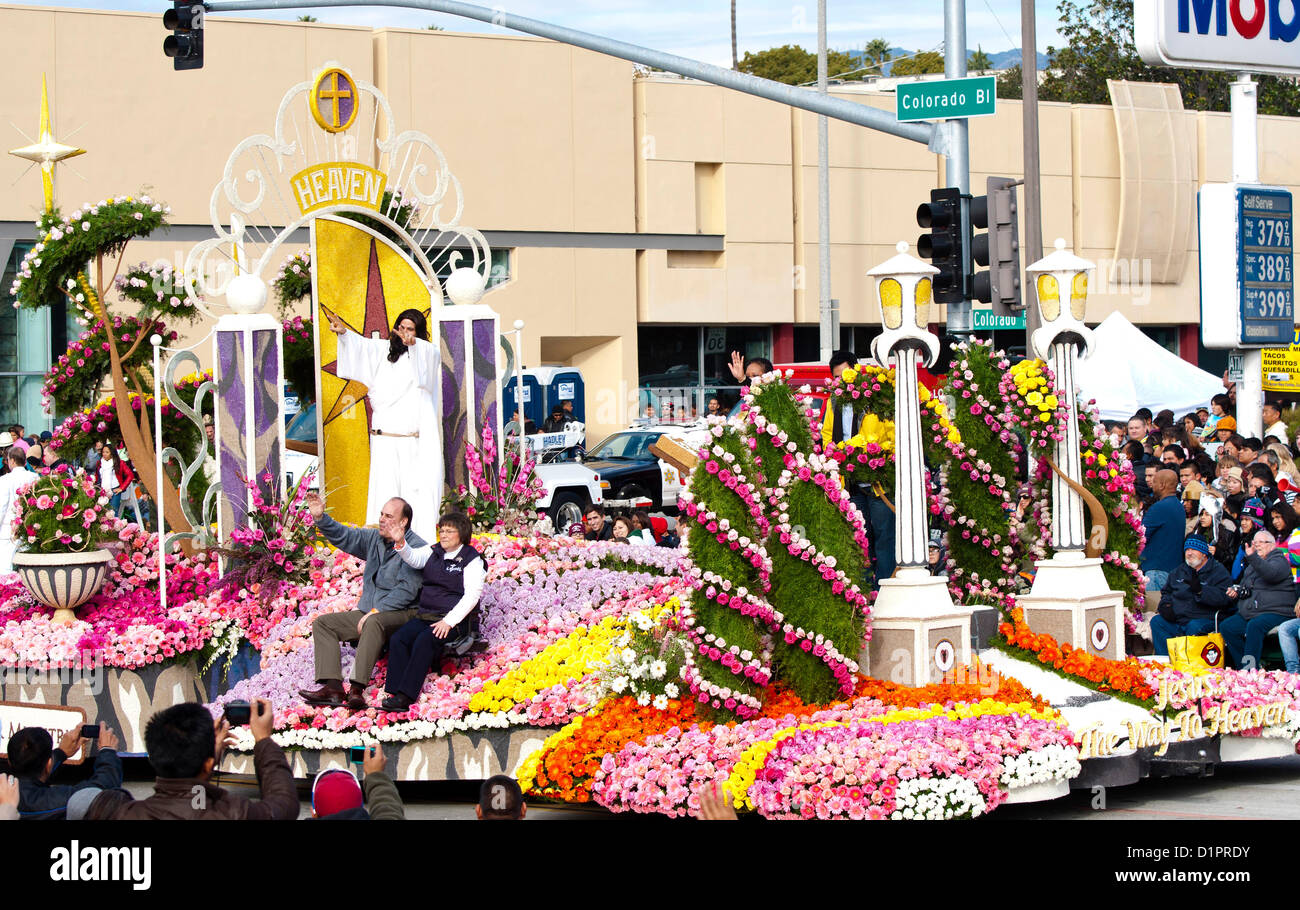Lutheran Hour Ministries float on the parade route during the 124th Rose Parade Presented By Honda on January 1, 2013 in Pasadena, California. Stock Photo