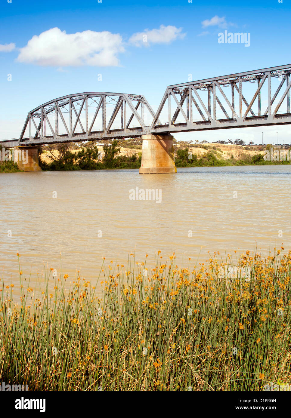 Bridge spanning the Murray River in Australia at the town Murray Bridge in South Australia Stock Photo