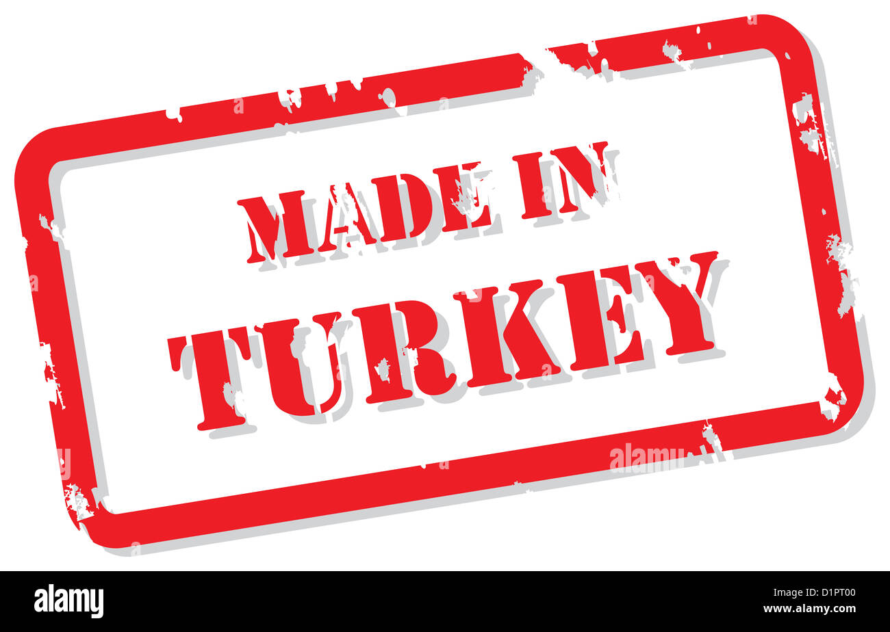 Red rubber stamp vector of Made In Turkey Stock Photo