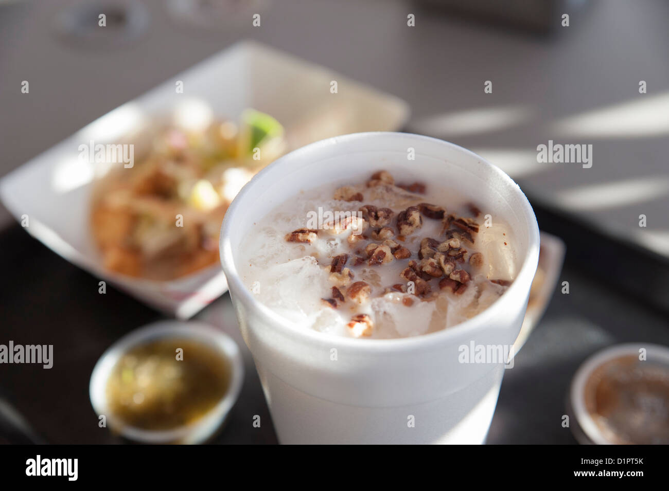 Horchata at Tacos Atoyac, a Mexican restaurant in Phoenix, Arizona, USA Stock Photo