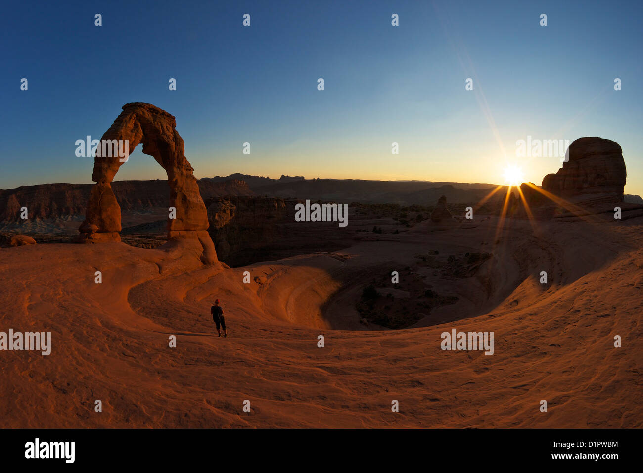 Sunset at Delicate Arch, Arches National Park, Moab, Utah, USA Stock Photo