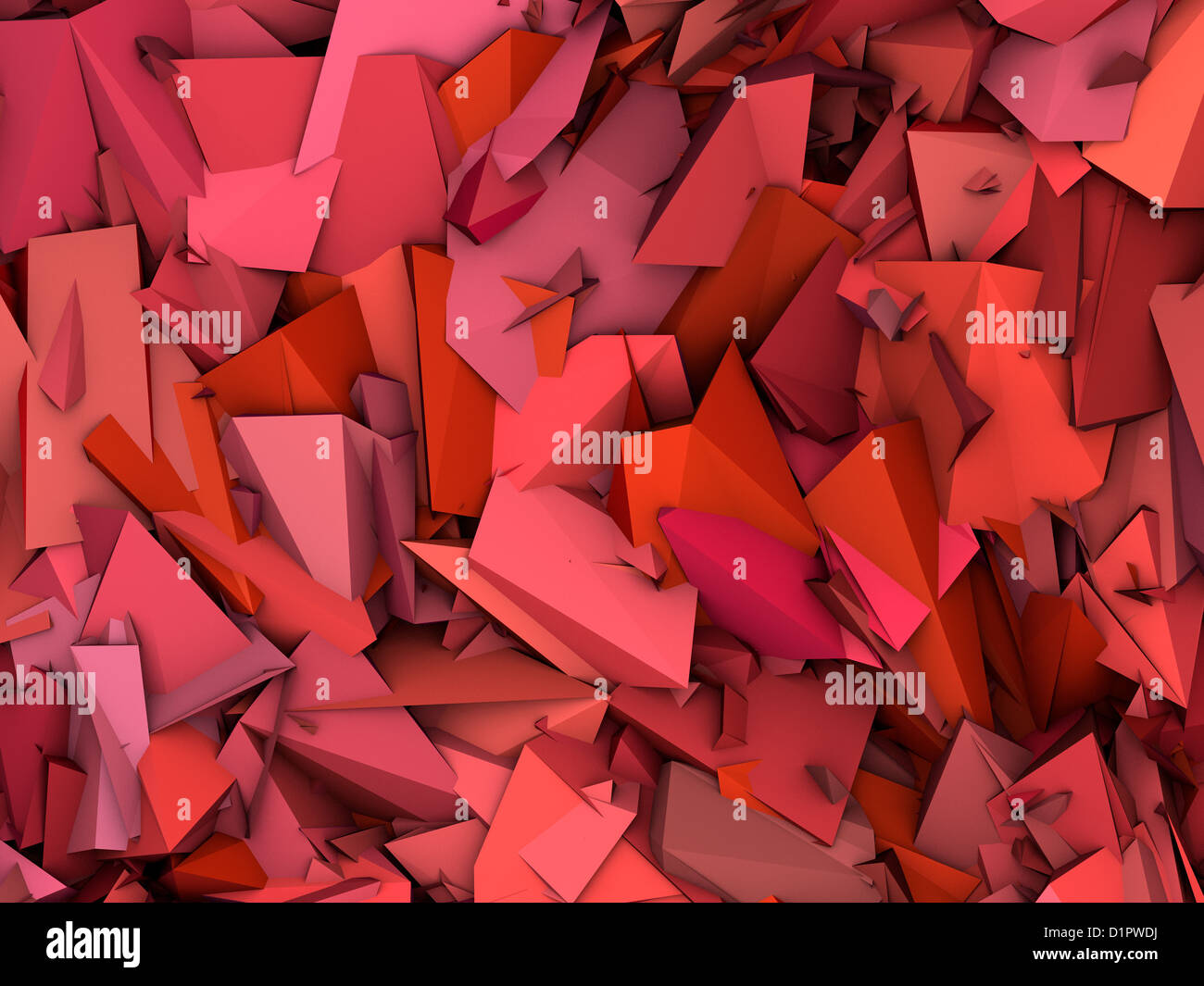 3d abstract fragmented pattern pink red backdrop Stock Photo