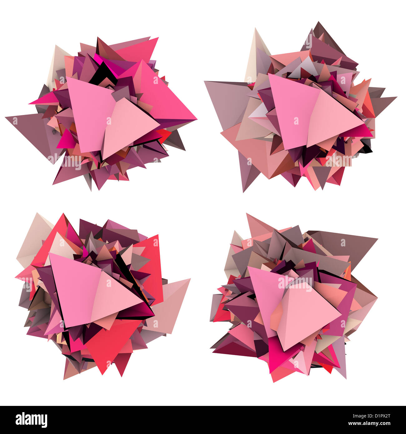 3d abstract pink spiked shape on white Stock Photo