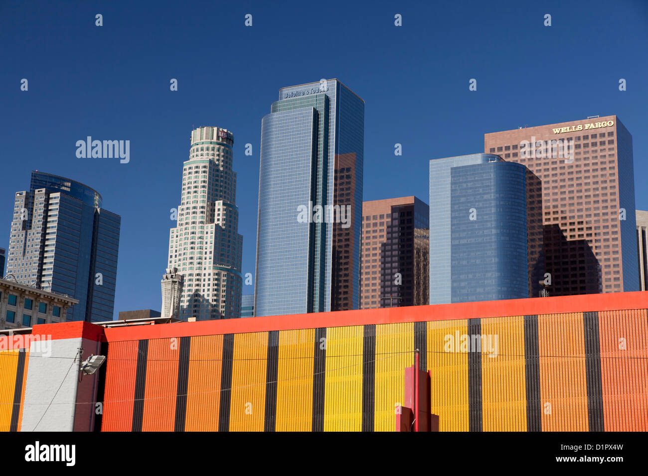 Skyline Downtown Los Angeles, California, United States of America, USA Stock Photo