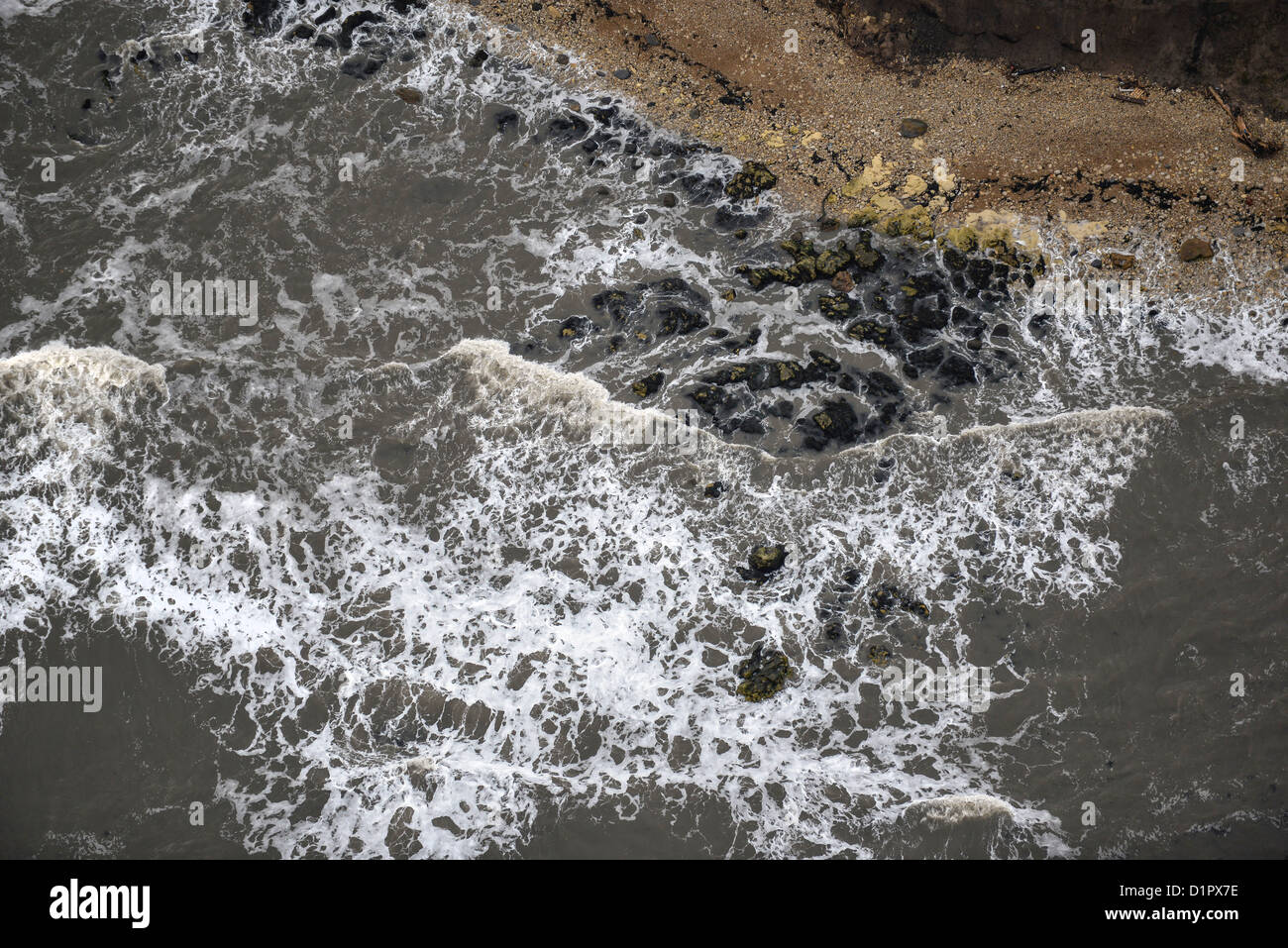 Aerial photograph showing waves breaking on a beach Stock Photo - Alamy