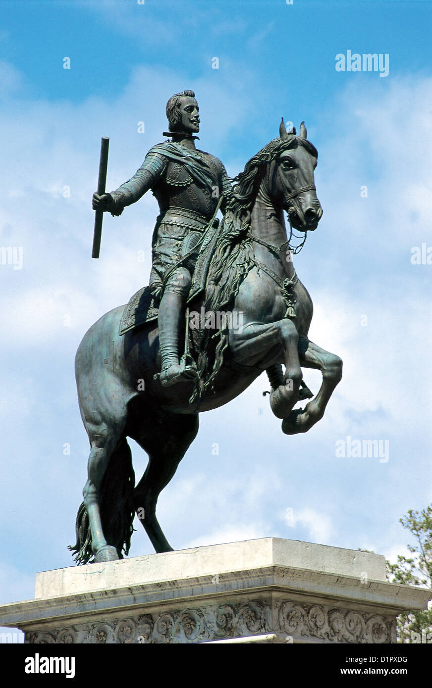 Philip IV of Spain (1605-1665). King of Spain and Portugal. Monument. Equestrian statue by Pietro Tacca. Madrid. Spain. Stock Photo