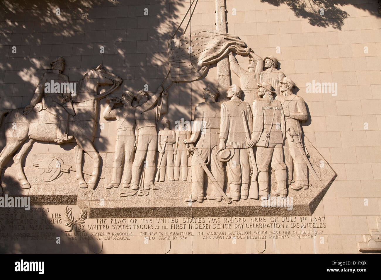 Fort Moore Pioneer Monument, Downtown Los Angeles, California, United States of America, USA Stock Photo