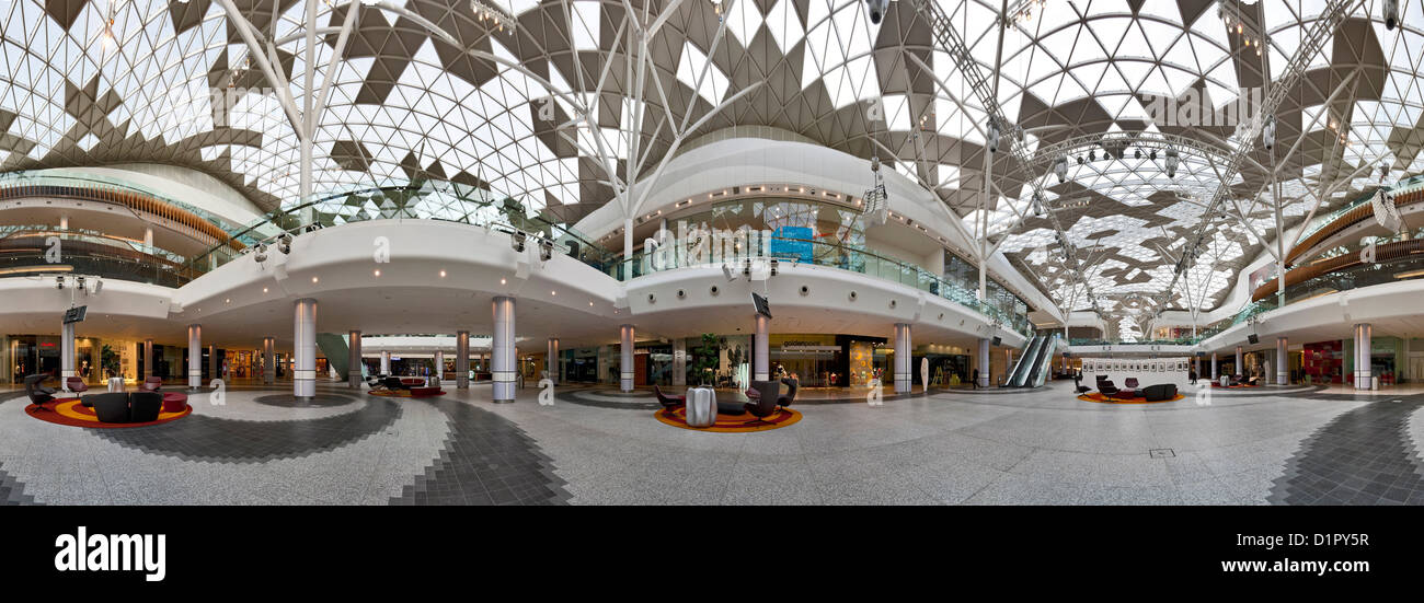 360 Degree panorama of the interior of the Westfield Shopping Centre in Shepherds Bush, West London. Stock Photo