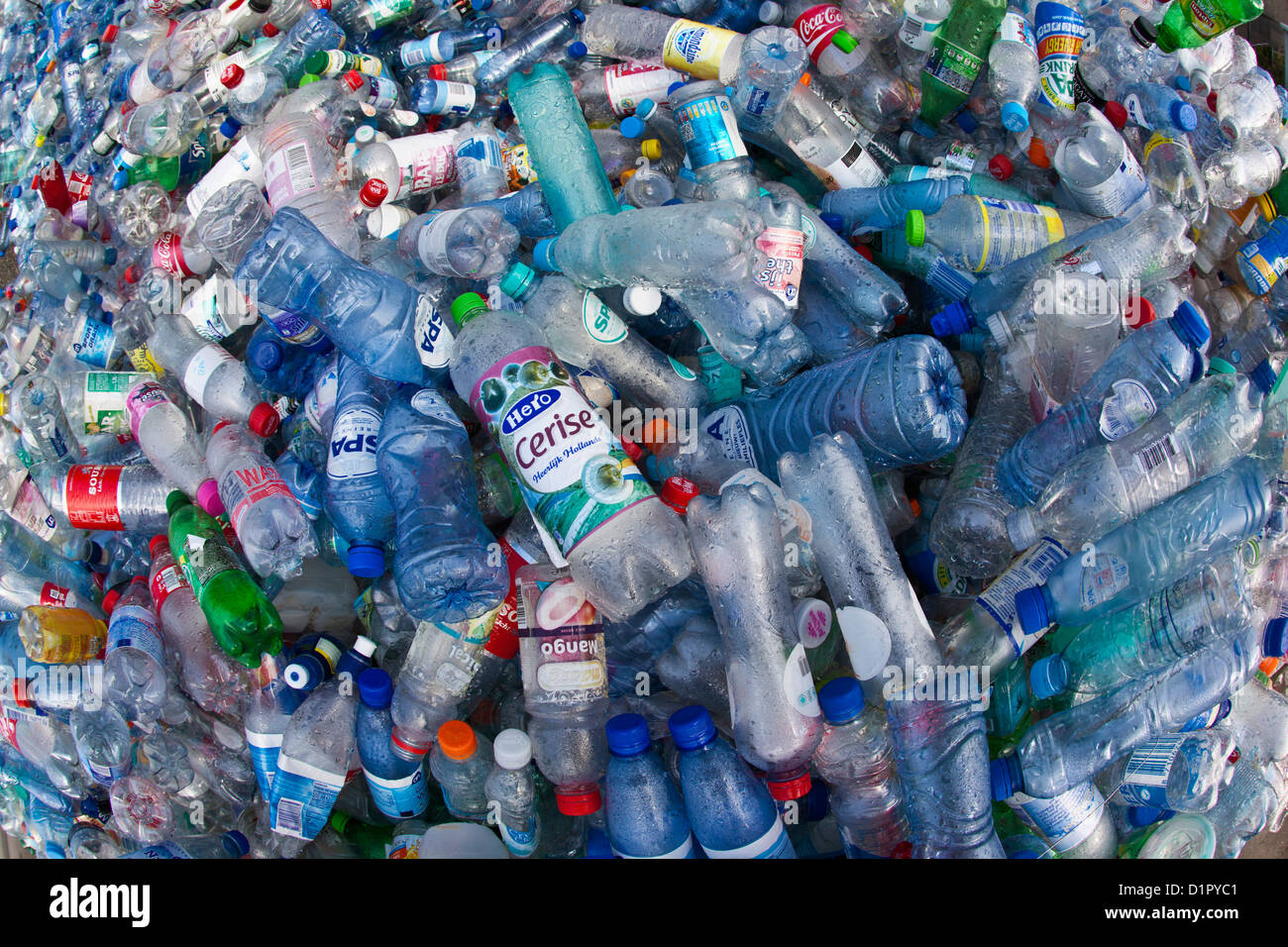 The Netherlands, Amsterdam, Plastic drinking bottles. Waste. Stock Photo