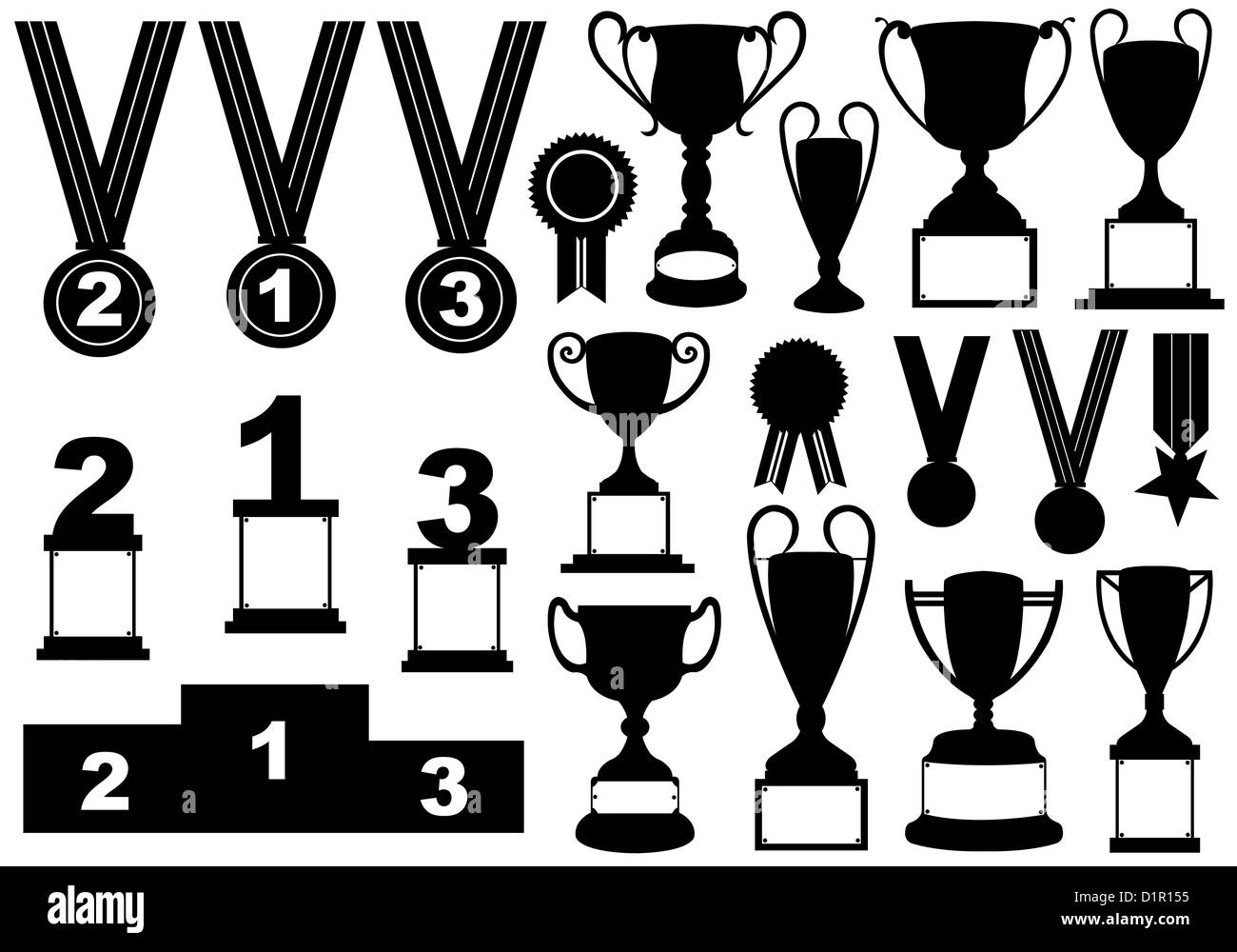 Trophies and medals set Stock Photo Alamy