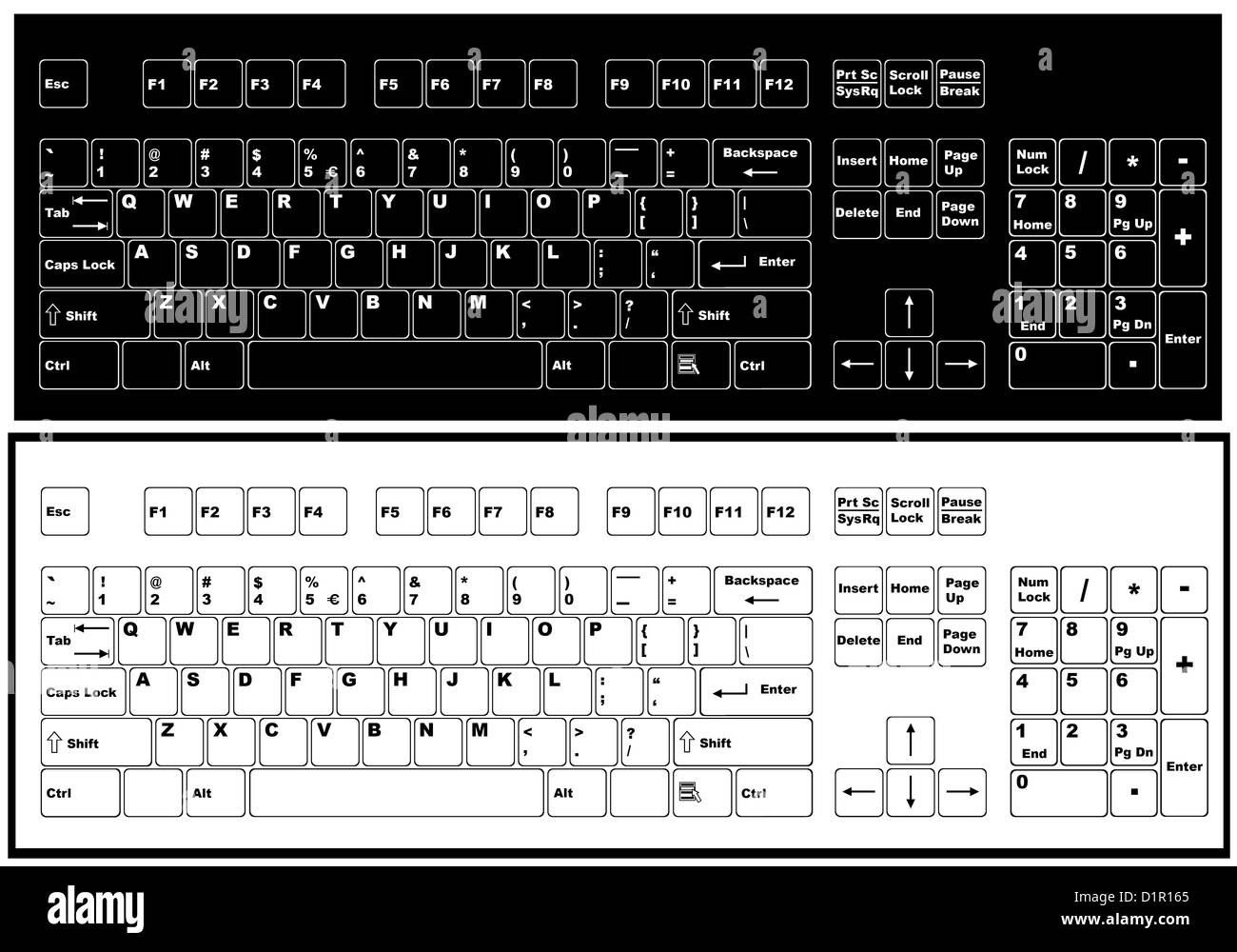Black and white keyboard Stock Photo