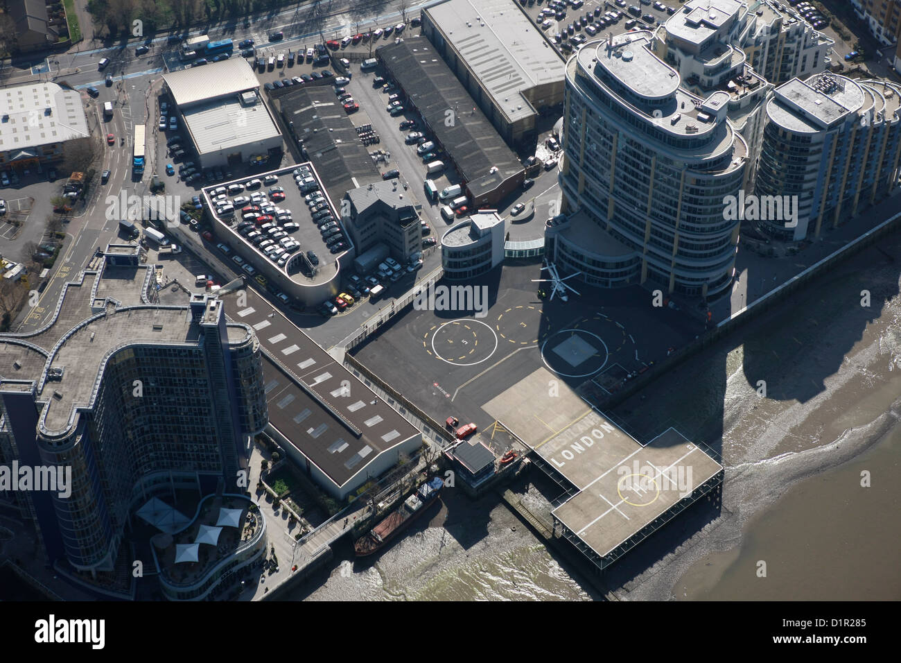Aerial photograph of Battersea Heliport Stock Photo