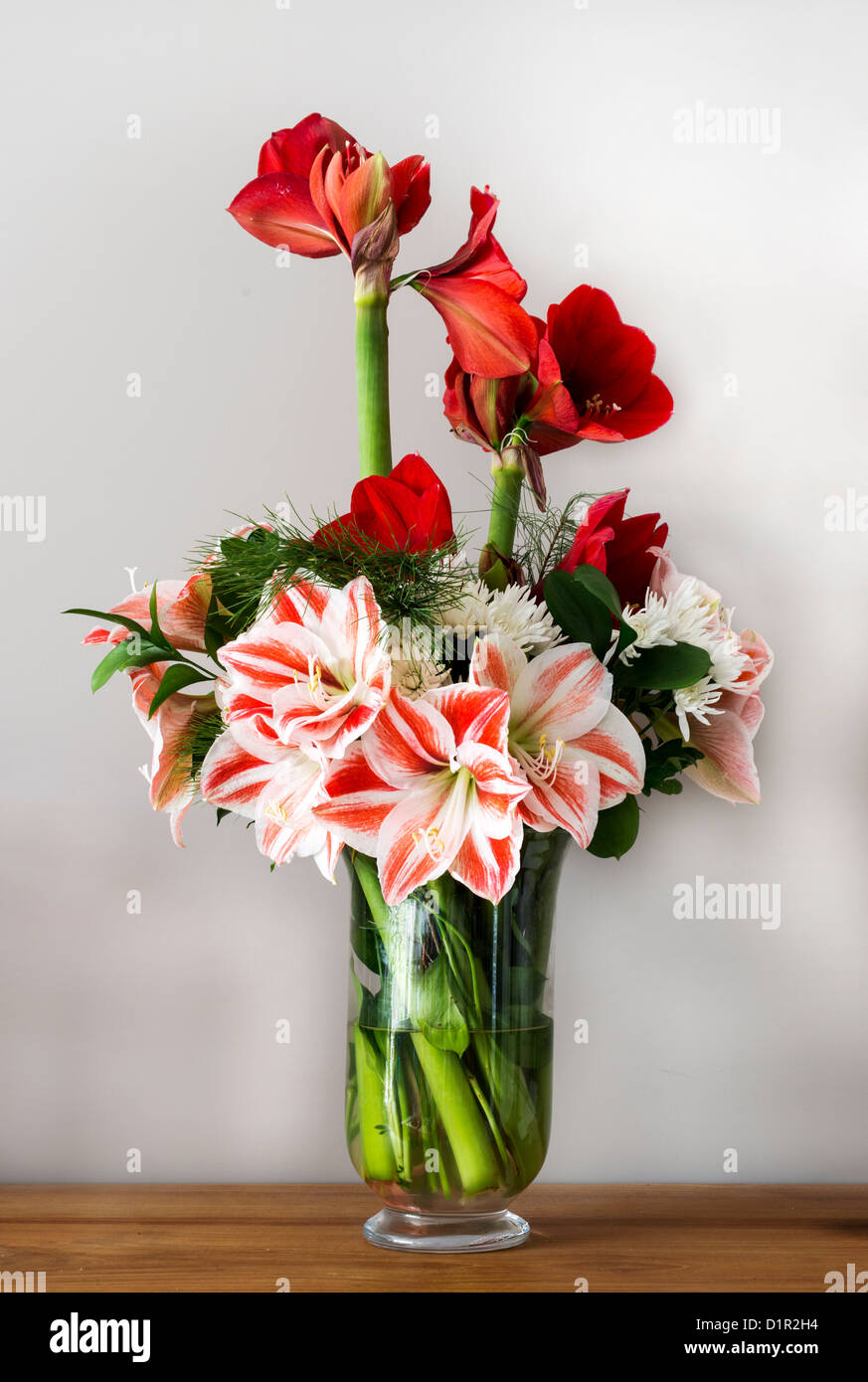 bouquet with amaryllis in red and pink Stock Photo