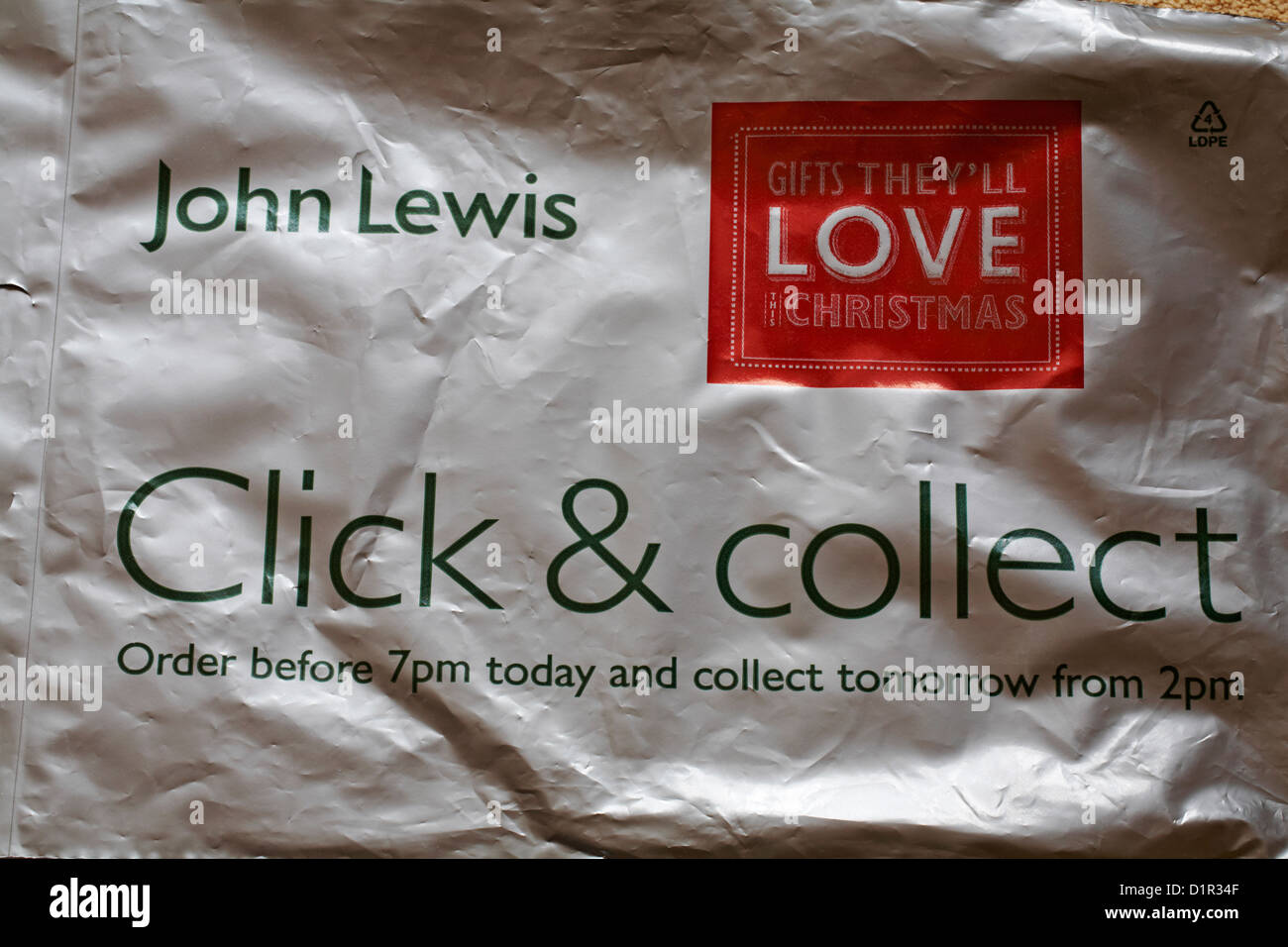 Bag from John Lewis Click & Collect service Stock Photo Alamy