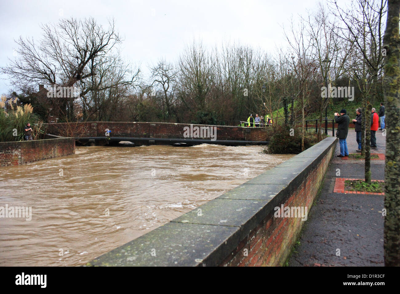 General view of the scene in Wallington, near Fareham after flooding