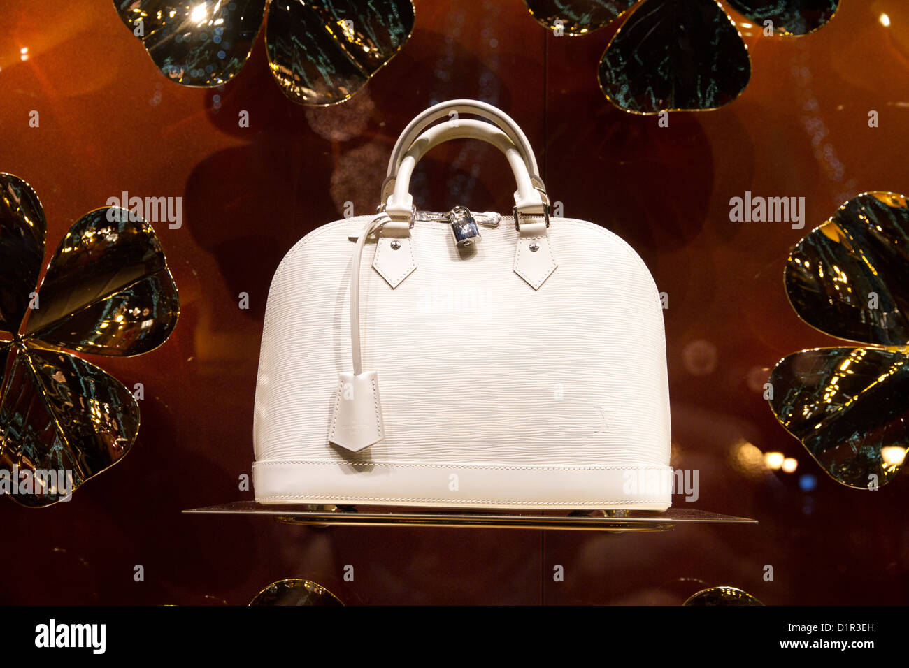 A Louis Vuitton handbag displayed in the Macy's Herald Square