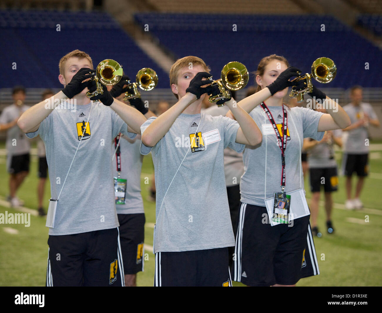 The U.S. Army AllAmerican Marching Band works on drill and musicality