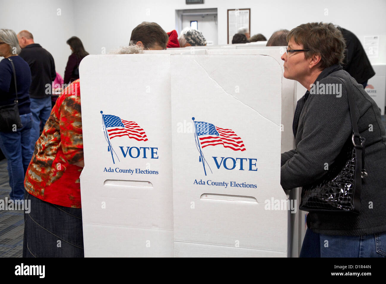 People vote in cardboard voting booths at a polling station in Boise, Idaho, USA Stock Photo Alamy