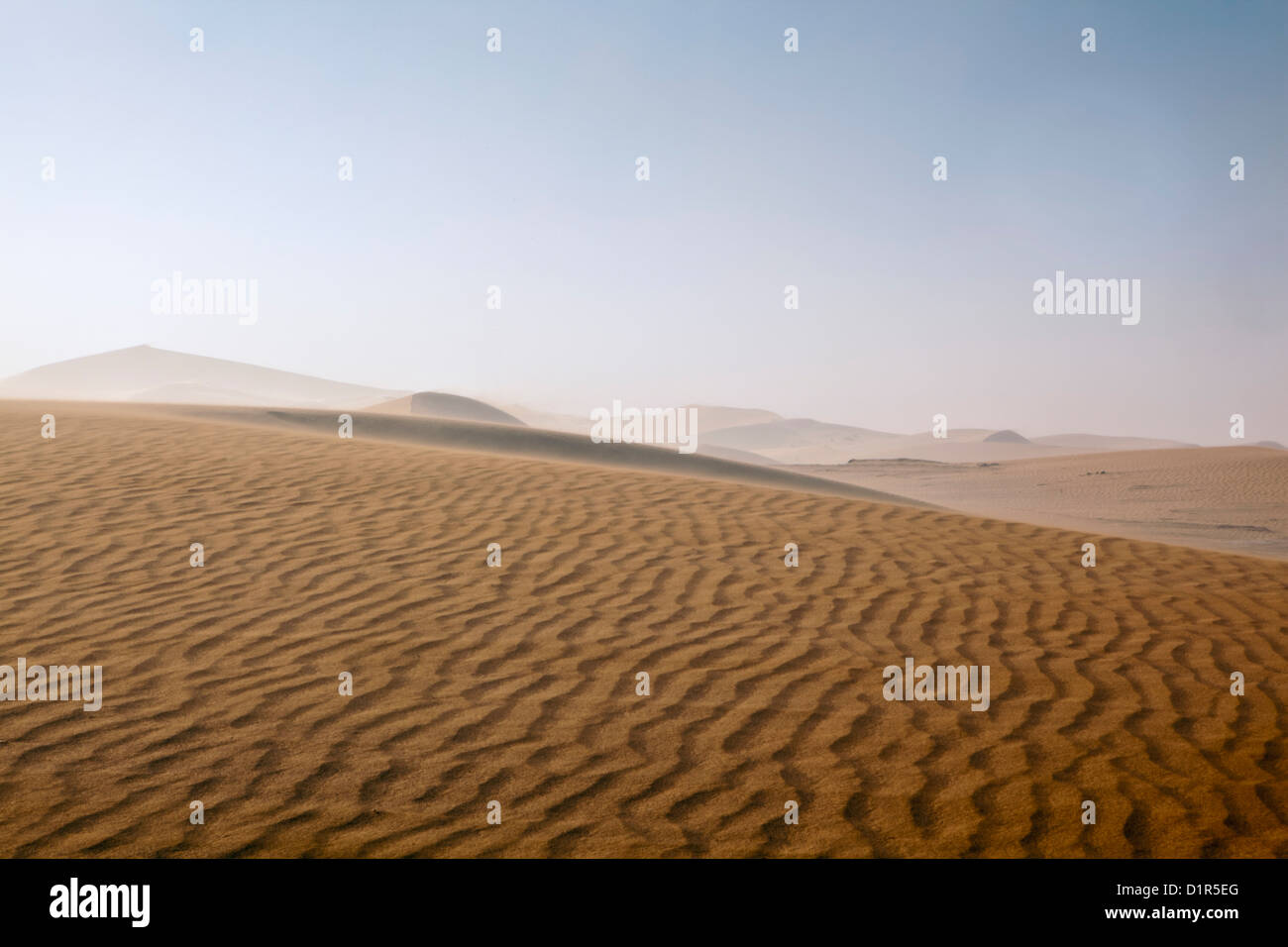Morocco, M'Hamid, Erg Chigaga sand dunes. Sahara desert. Sand storm. Stock Photo