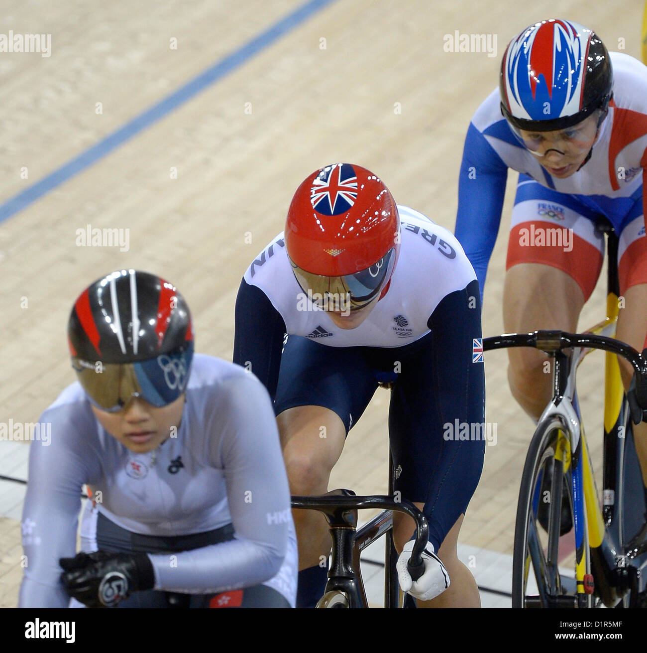 Victoria Pendleton (GBR, Great Britain, centre) in the Kieren. Track Cycling Stock Photo