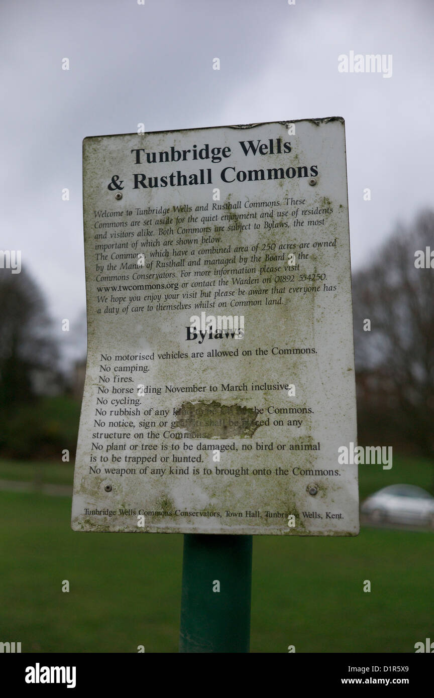 Tunbridge Wells and Rusthall Commons bylaws Stock Photo