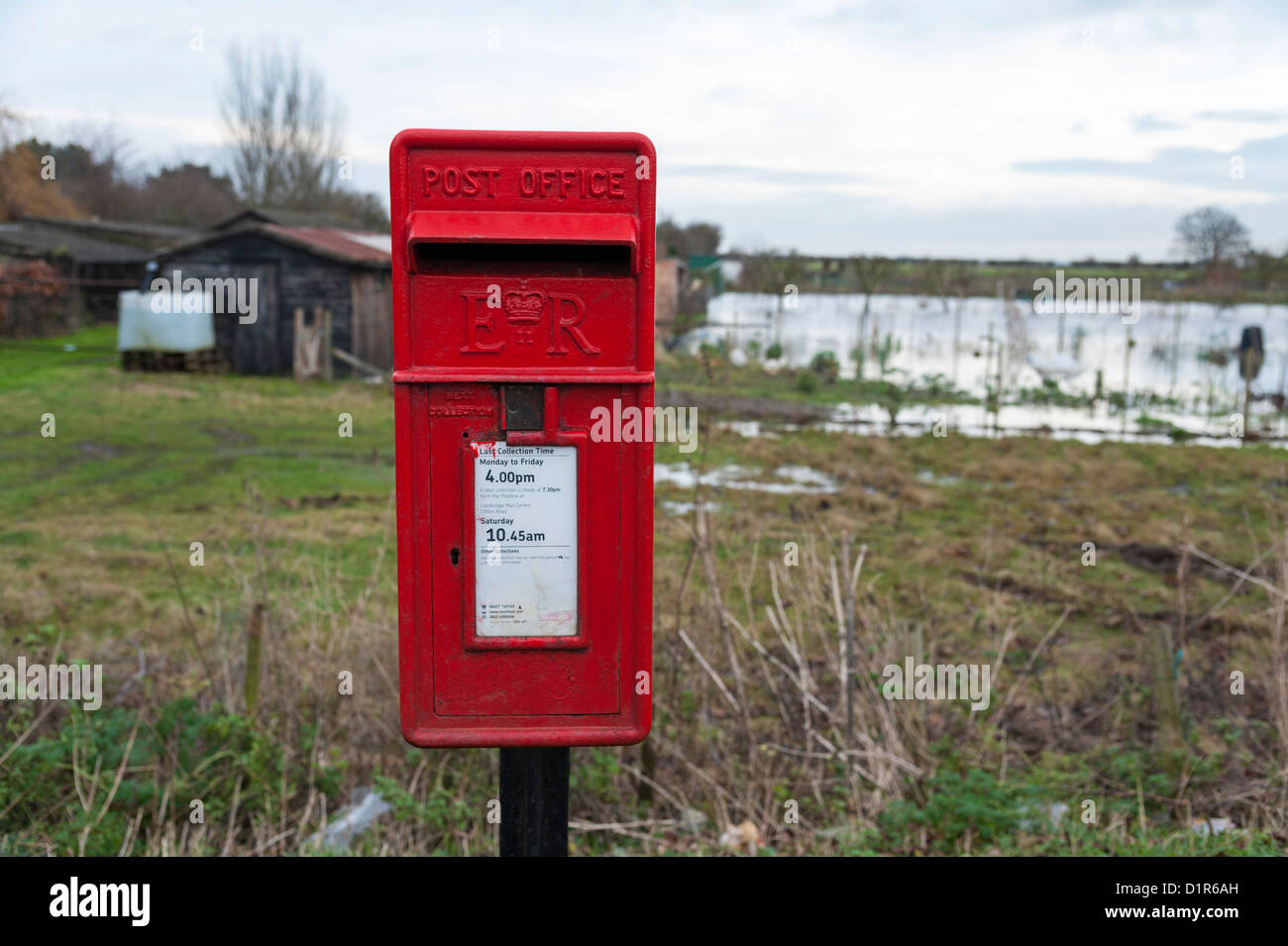 Royal mail post box in a rural area near Cambridge UK Stock Photo