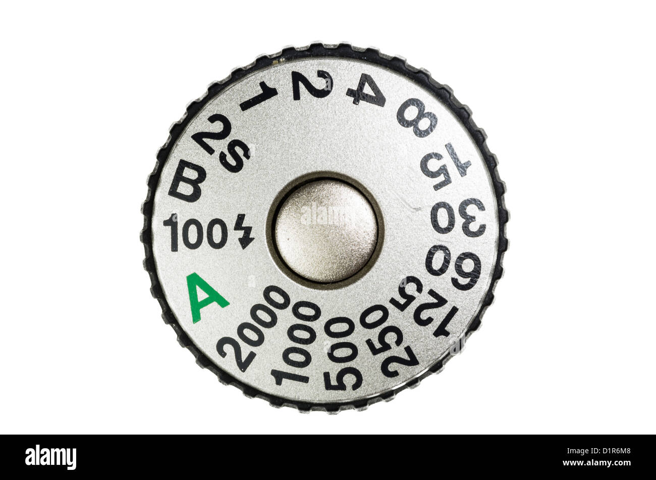 Camera shutter release button with speed selection dial Stock Photo