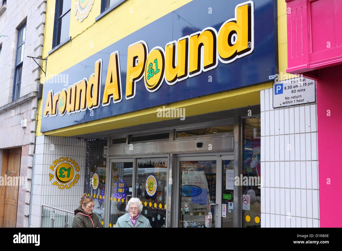 'Around a Pound' budget shop in Armagh City Stock Photo Alamy