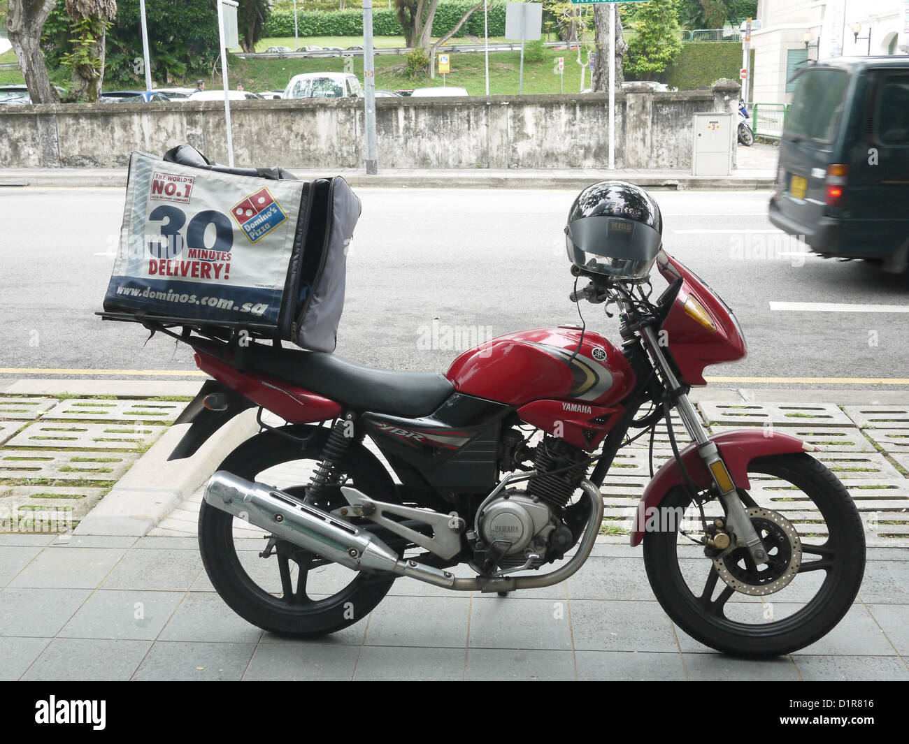 pizza delivery motor bike Asia Stock Photo