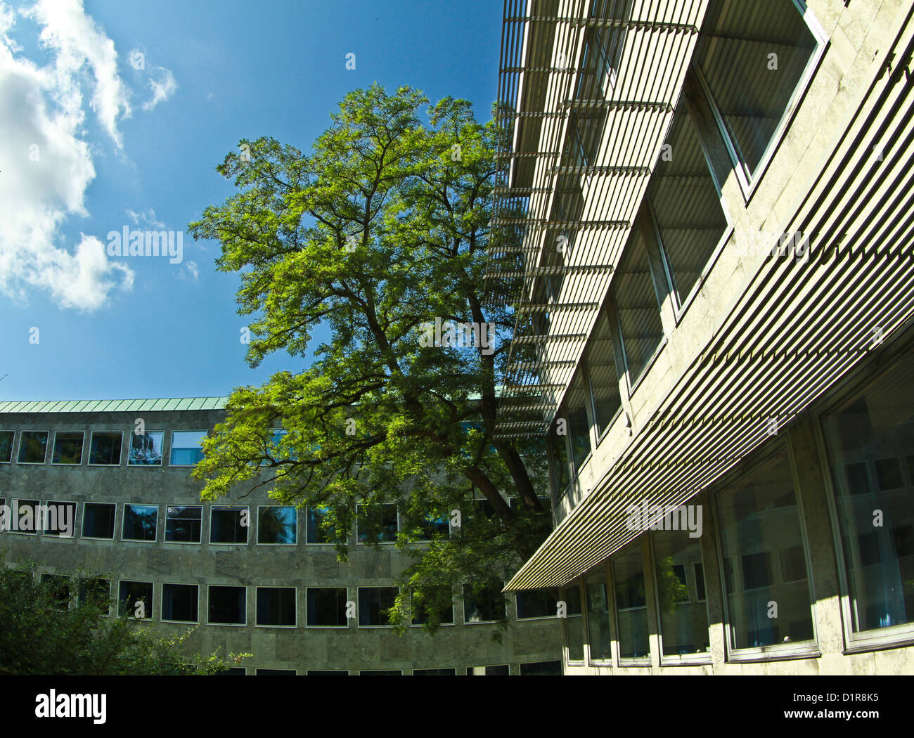 Arne Jacobsen designed Town Hall (Rådhus) in Holte, Denmark Stock Photo