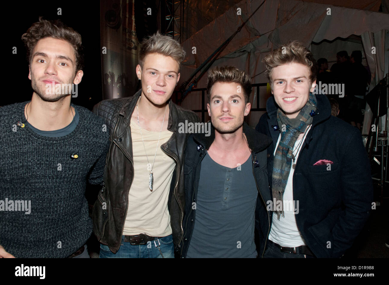 Lawson backstage at the Meadowhall Christmas lights switch on concert Stock Photo