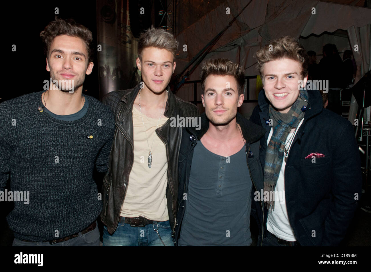 Lawson backstage at the Meadowhall Christmas lights switch on concert Stock Photo