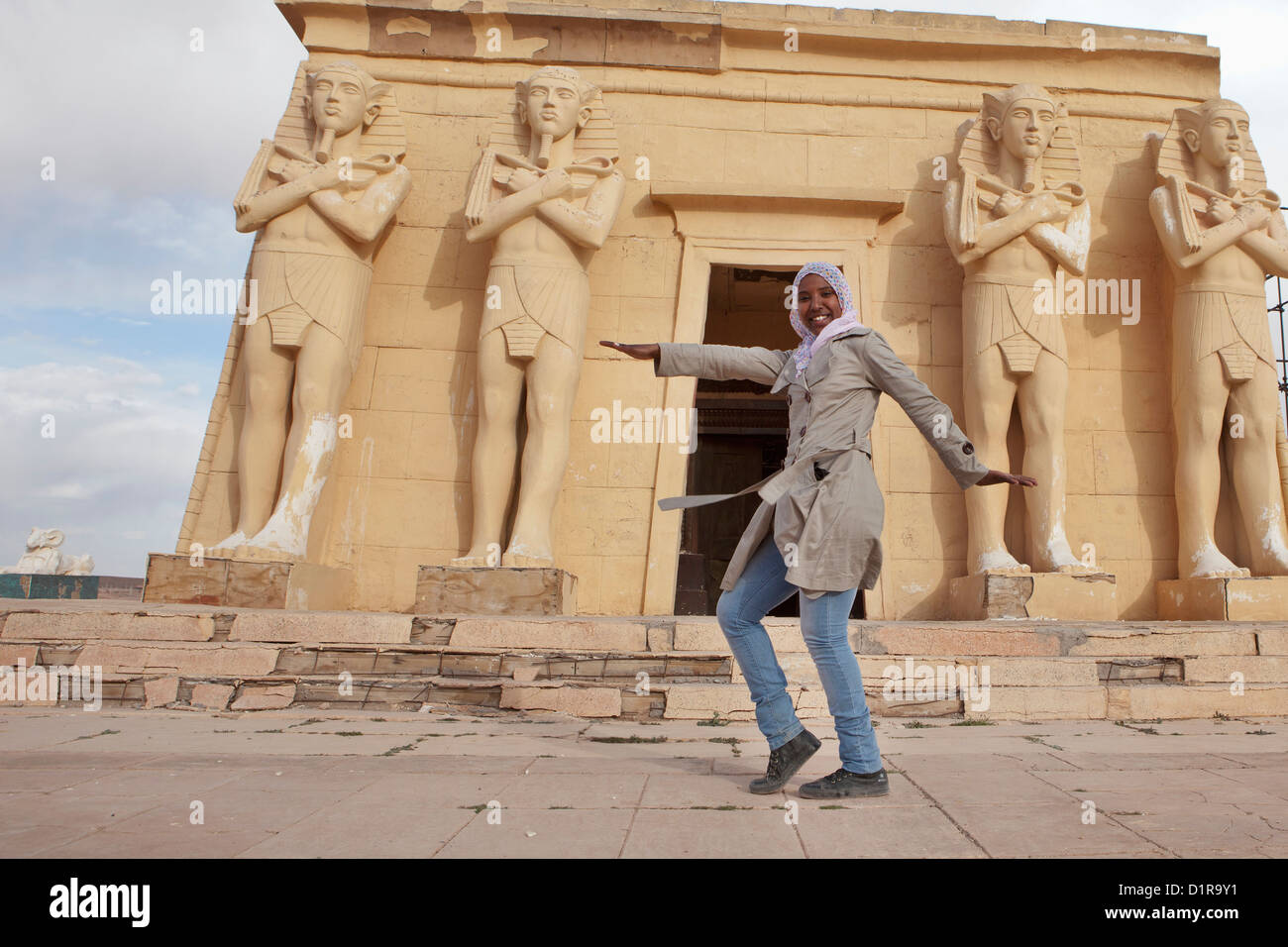 Morocco, near Ouarzazate, Local guide at Atlas Film Studios. Stock Photo