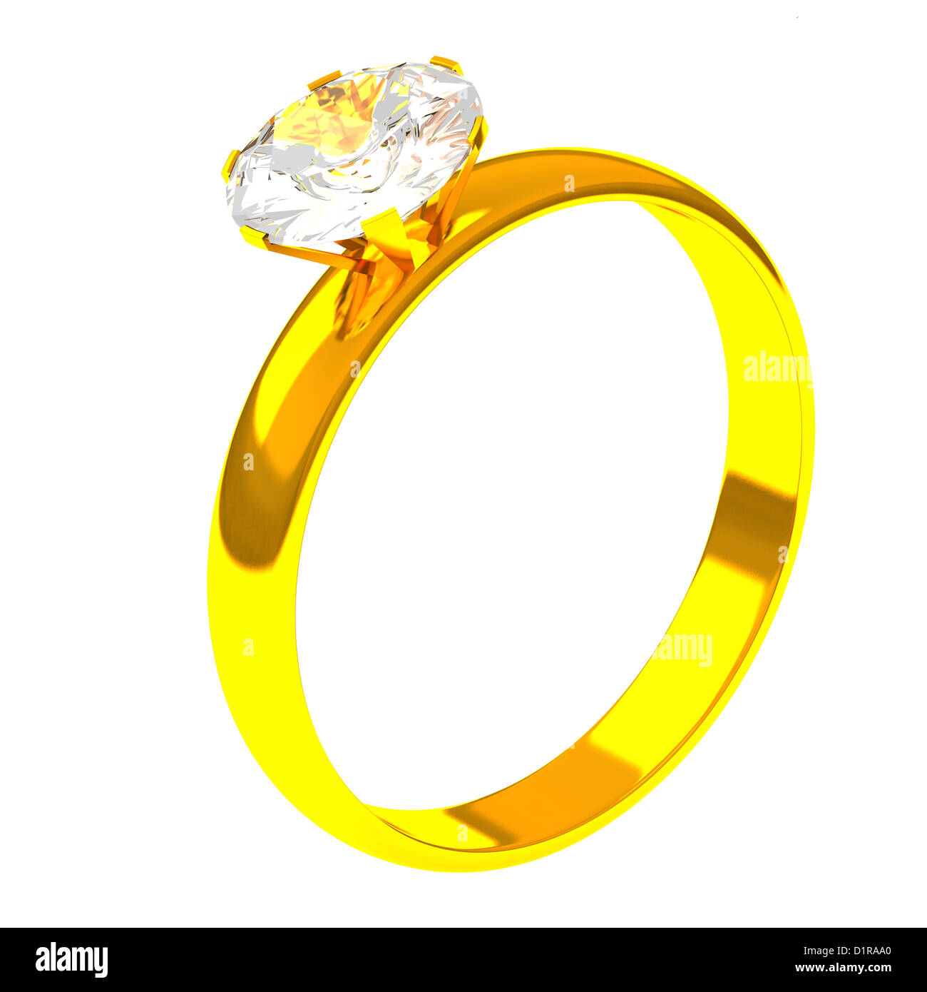 Golden wedding ring with diamond, 3d Stock Photo - Alamy