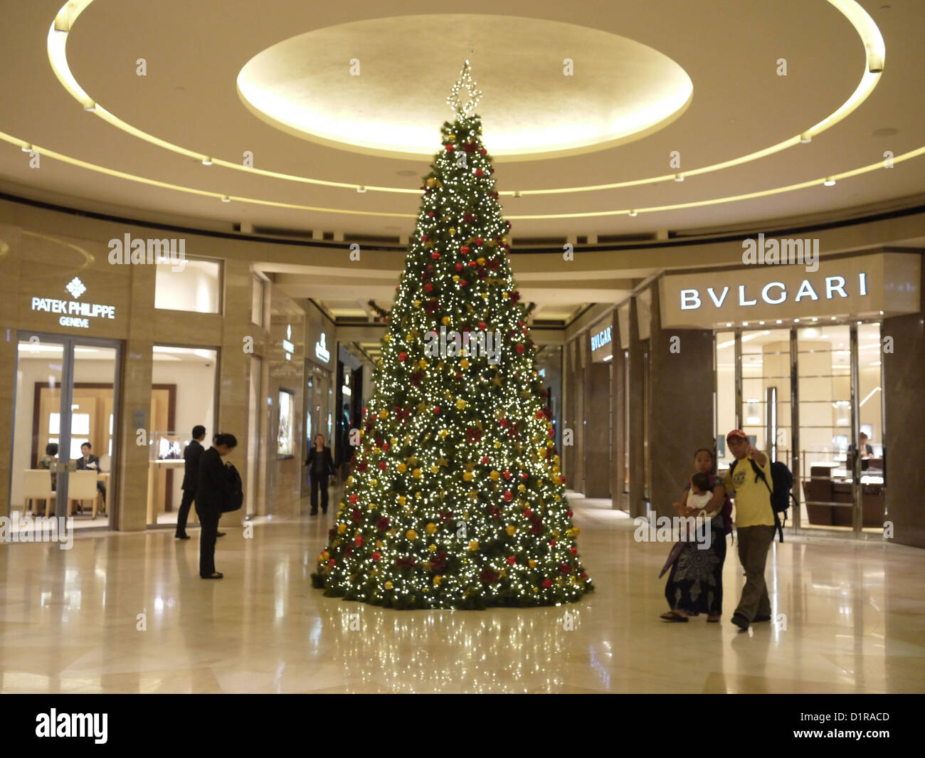 giant Christmas tree indoor Stock Photo