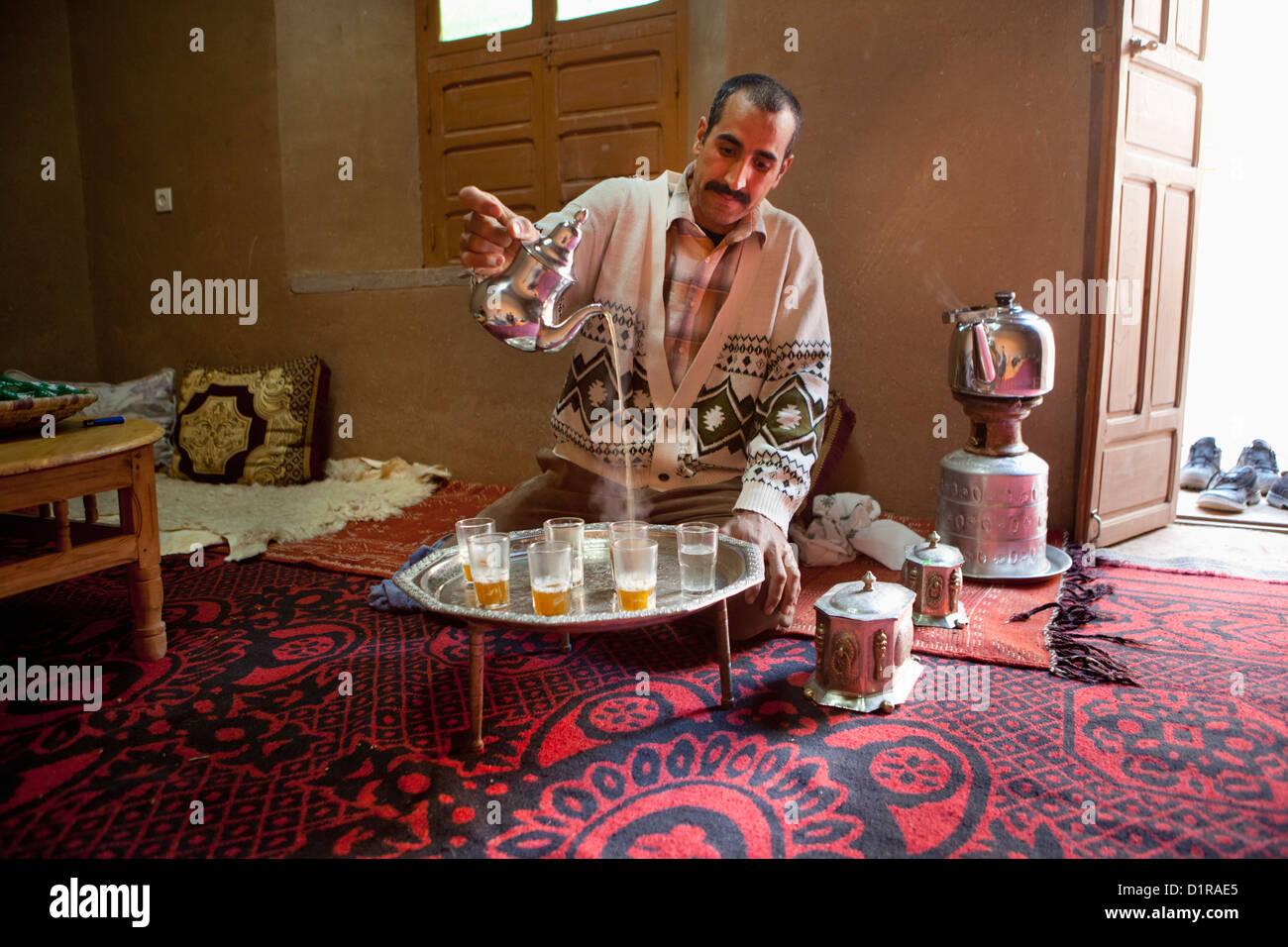 Morocco, Ouarzazate, Hotel Berbere Palace. Tea room. Stock Photo