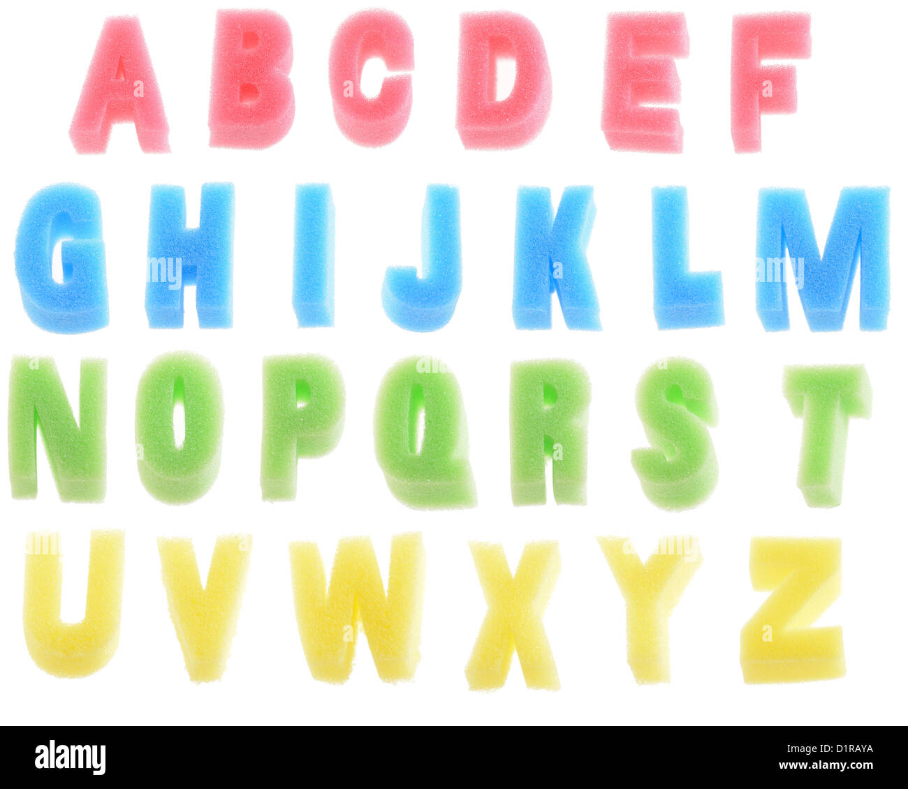 sponge foam letters of the alphabet isolated on white Stock Photo - Alamy