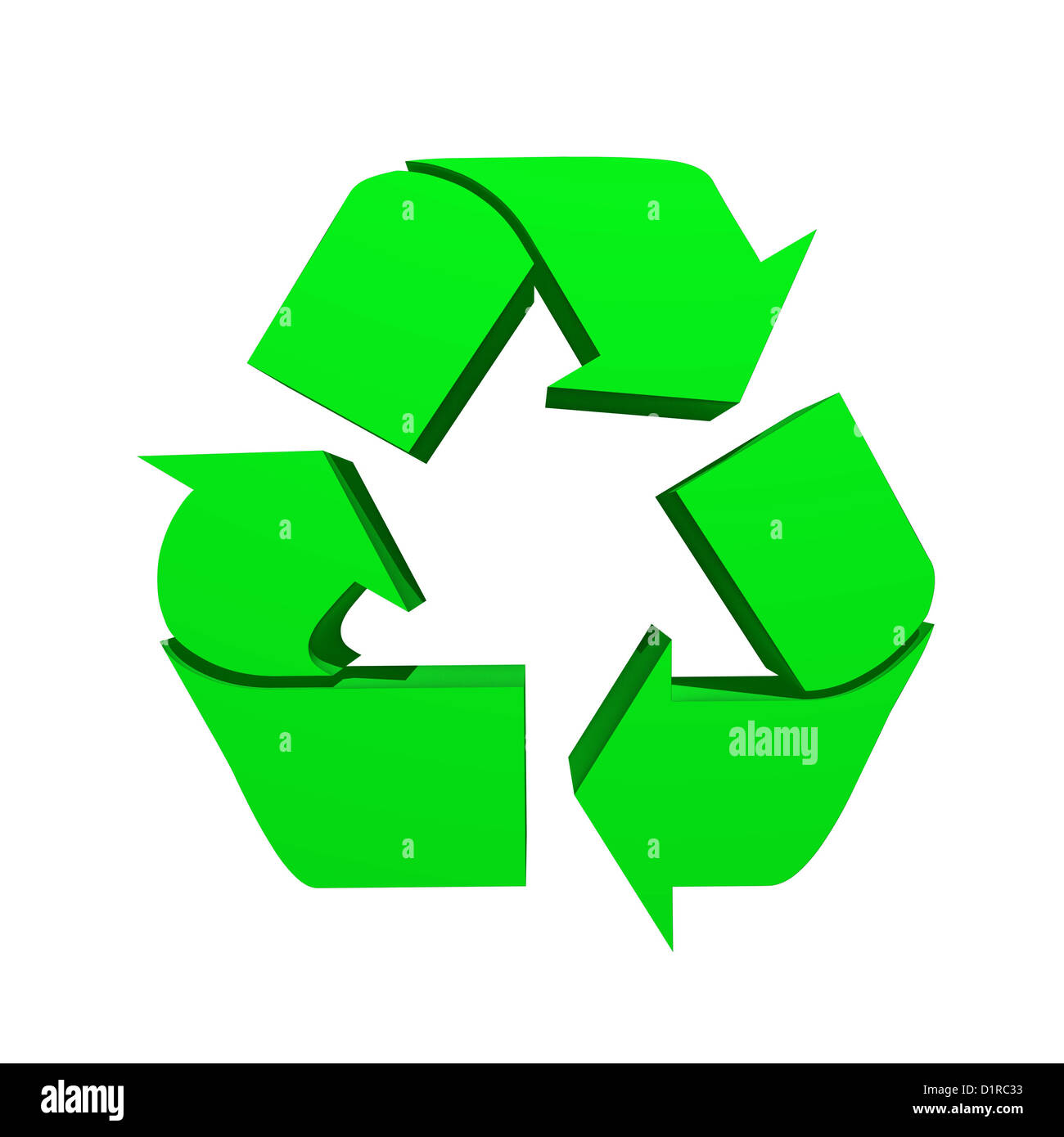 A 3d recycle symbol isolated against a white background Stock Photo - Alamy