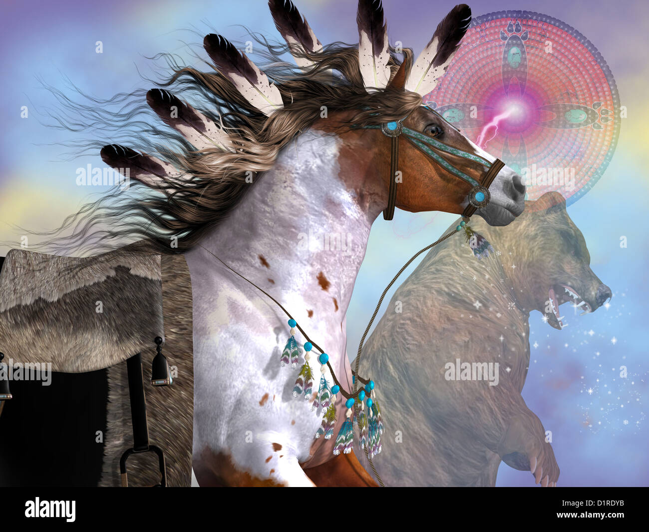 The bear in native American culture symbolized great strength and power in  the horse Stock Photo - Alamy