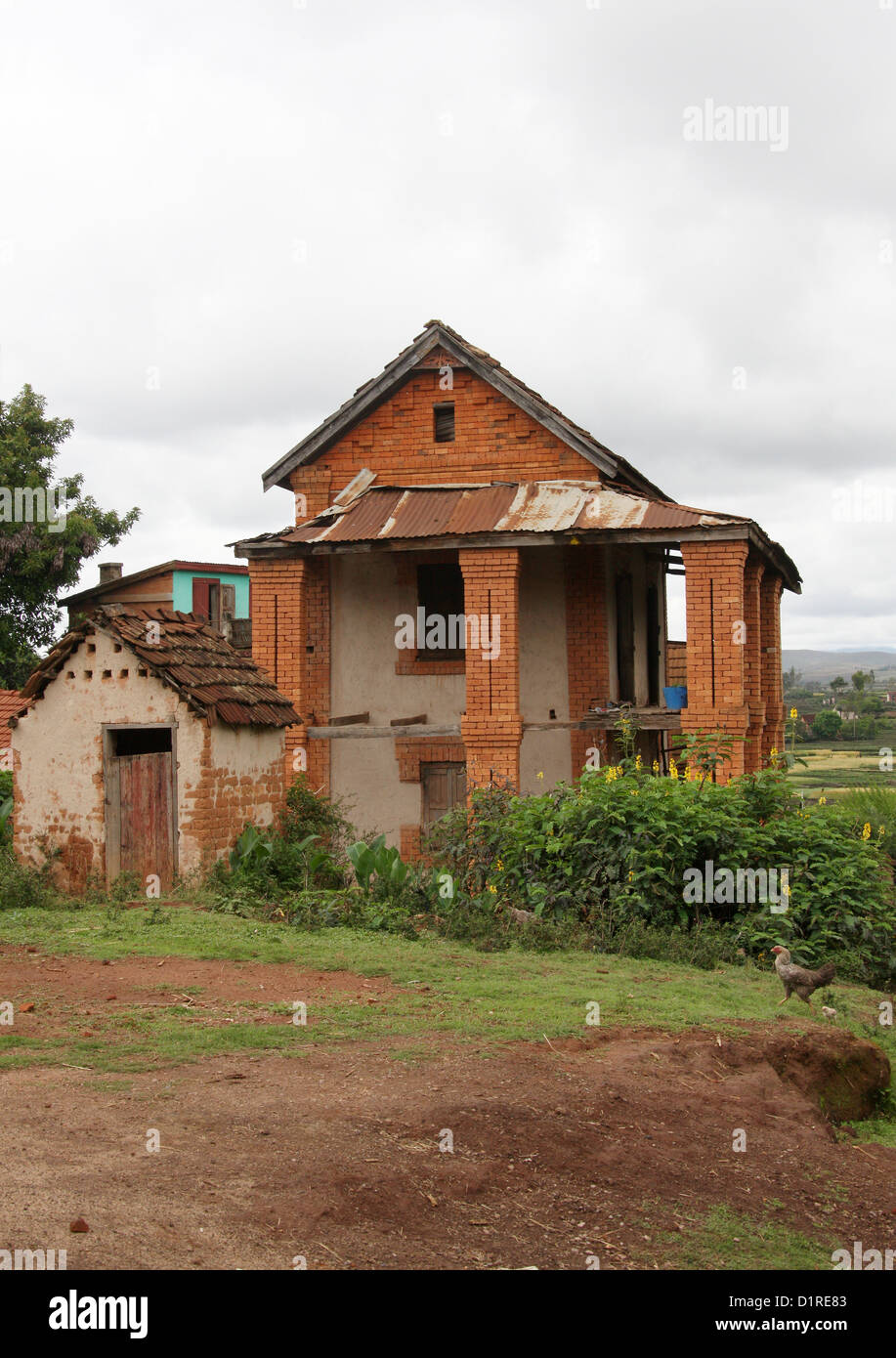 Typical Rural Malagasy House, Near Lake Tritriva, Madagascar, Africa