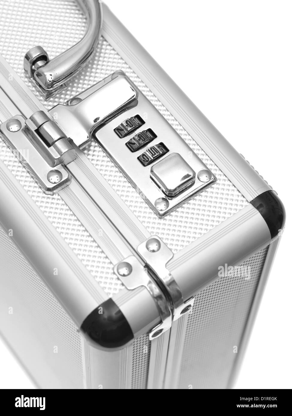 A metal briefcase isolated against a white background Stock Photo - Alamy