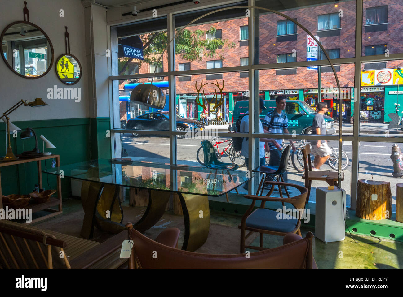 New York, NY, USA, Shopping Inside Wooden Furniture Store, in East Village Modernism