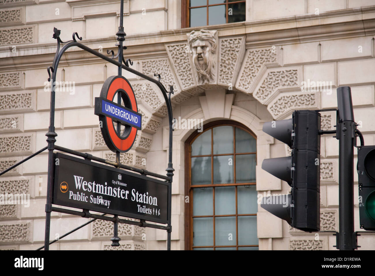 westminster station underground entrance and public subway Stock Photo