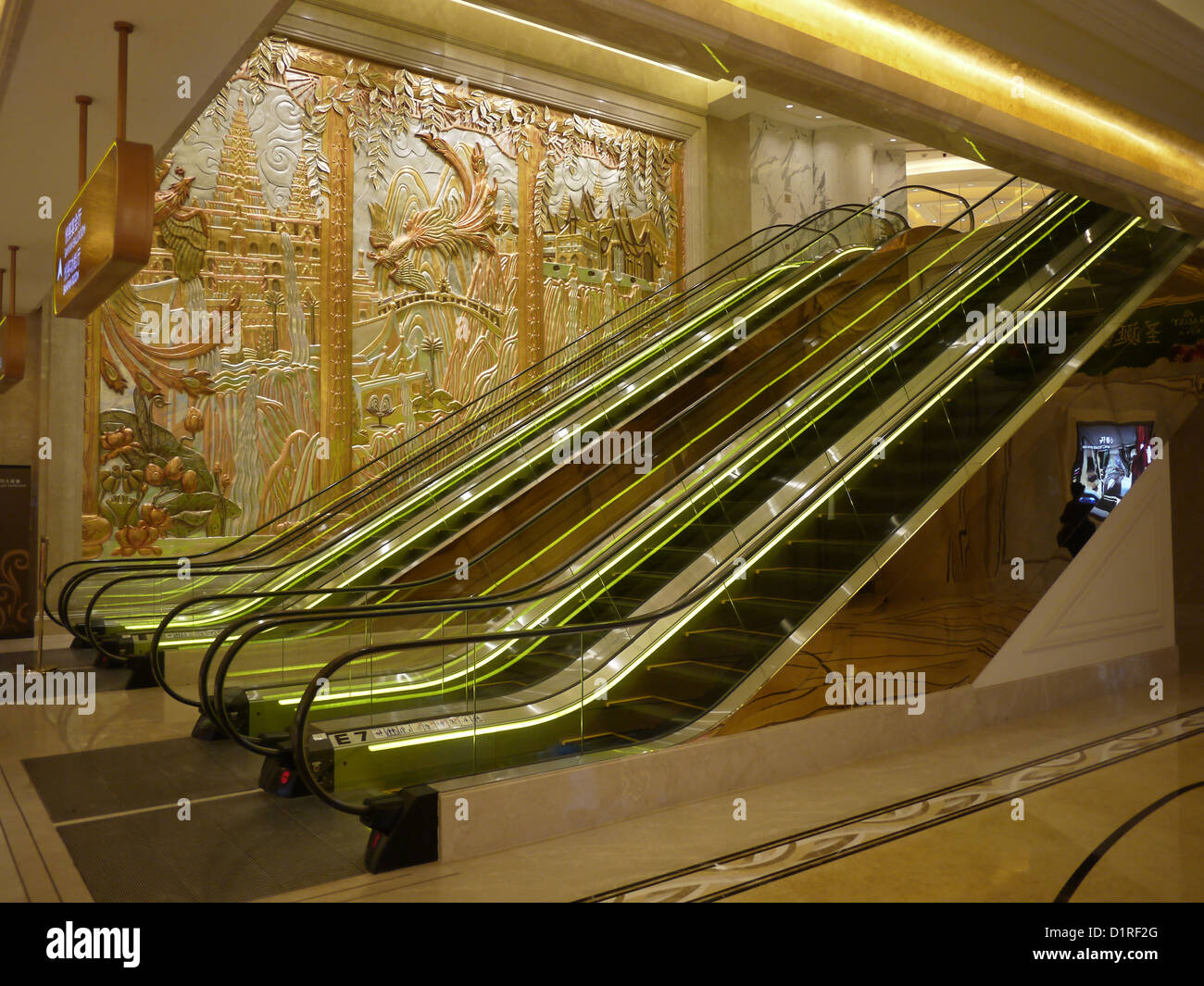 indoor escalators Stock Photo