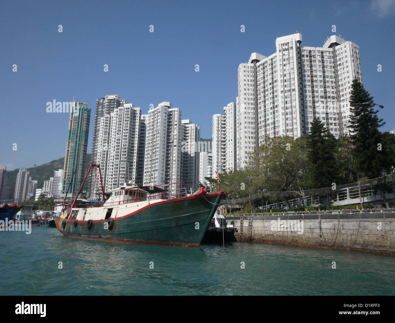 Hong Kong Aberdeen harbor apartments Stock Photo Alamy