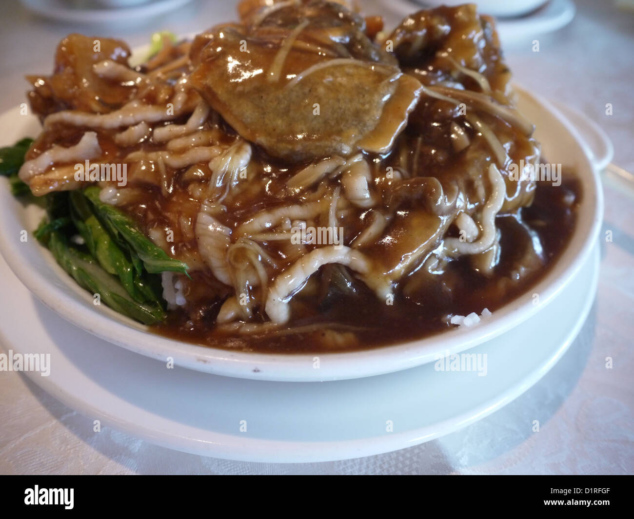 Chinese cuisine fried noodle with oyster sauce Stock Photo