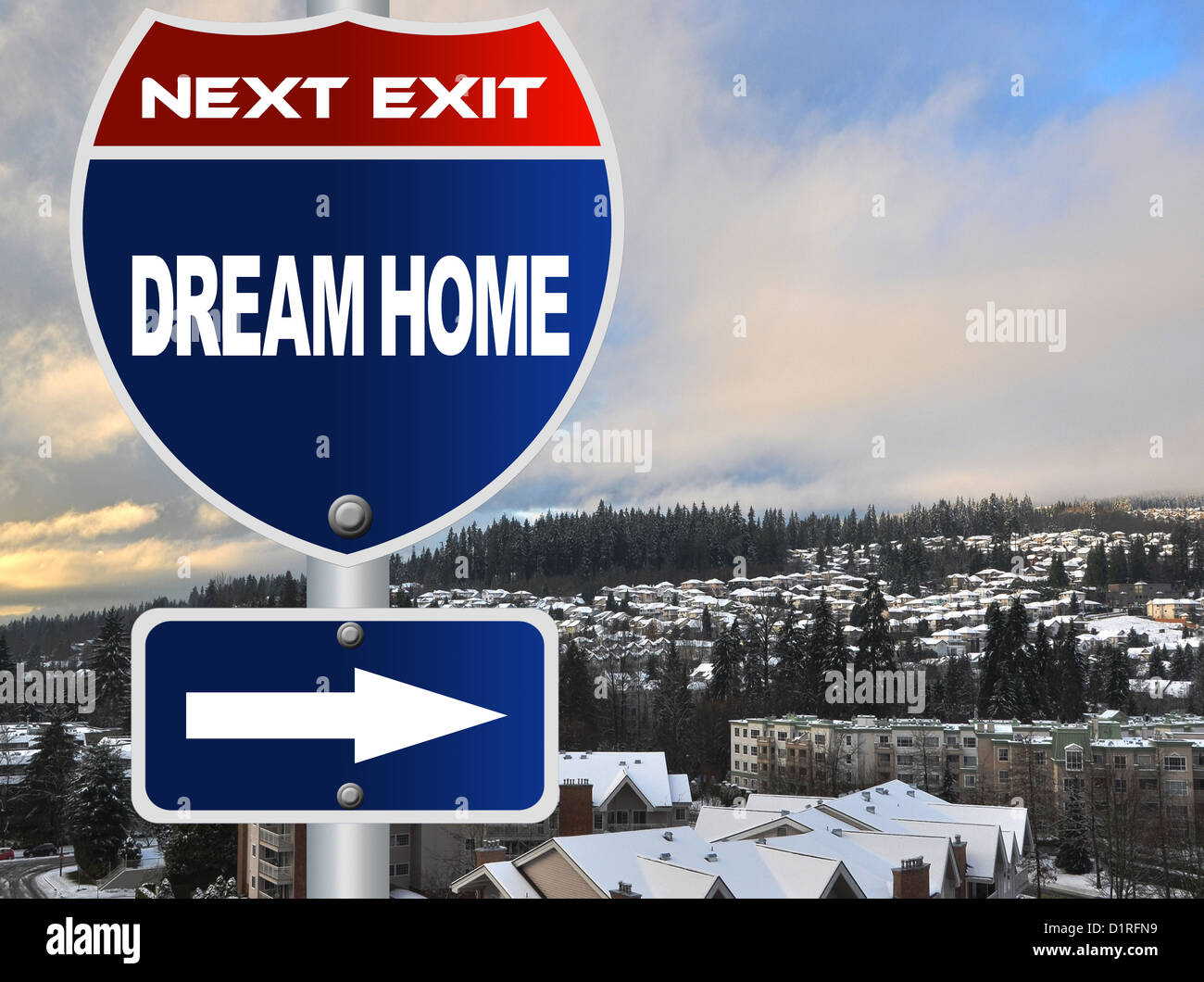 Dream home road sign Stock Photo Alamy