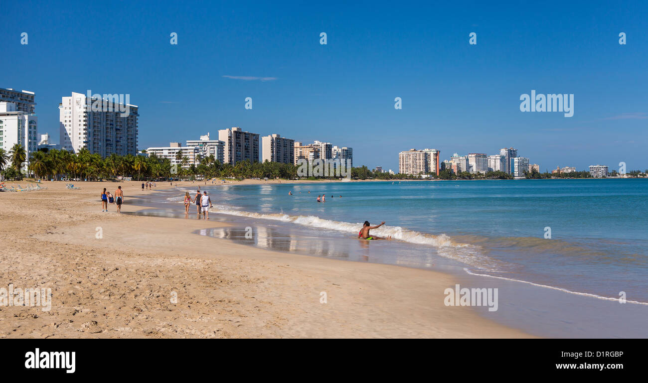 SAN JUAN, PUERTO RICO - Isla Verde beach resort area. Stock Photo