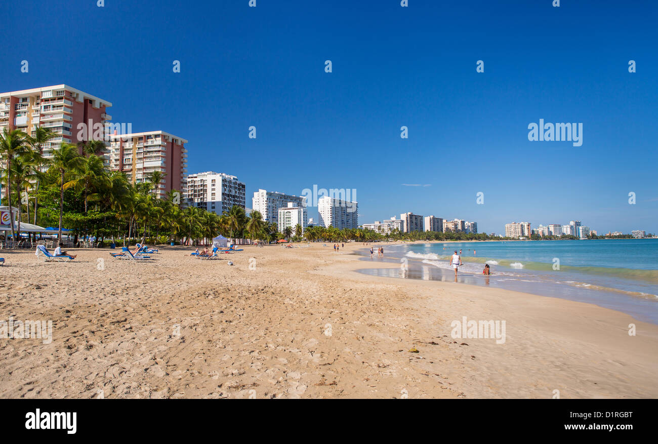 SAN JUAN, PUERTO RICO - Isla Verde beach resort area. Stock Photo